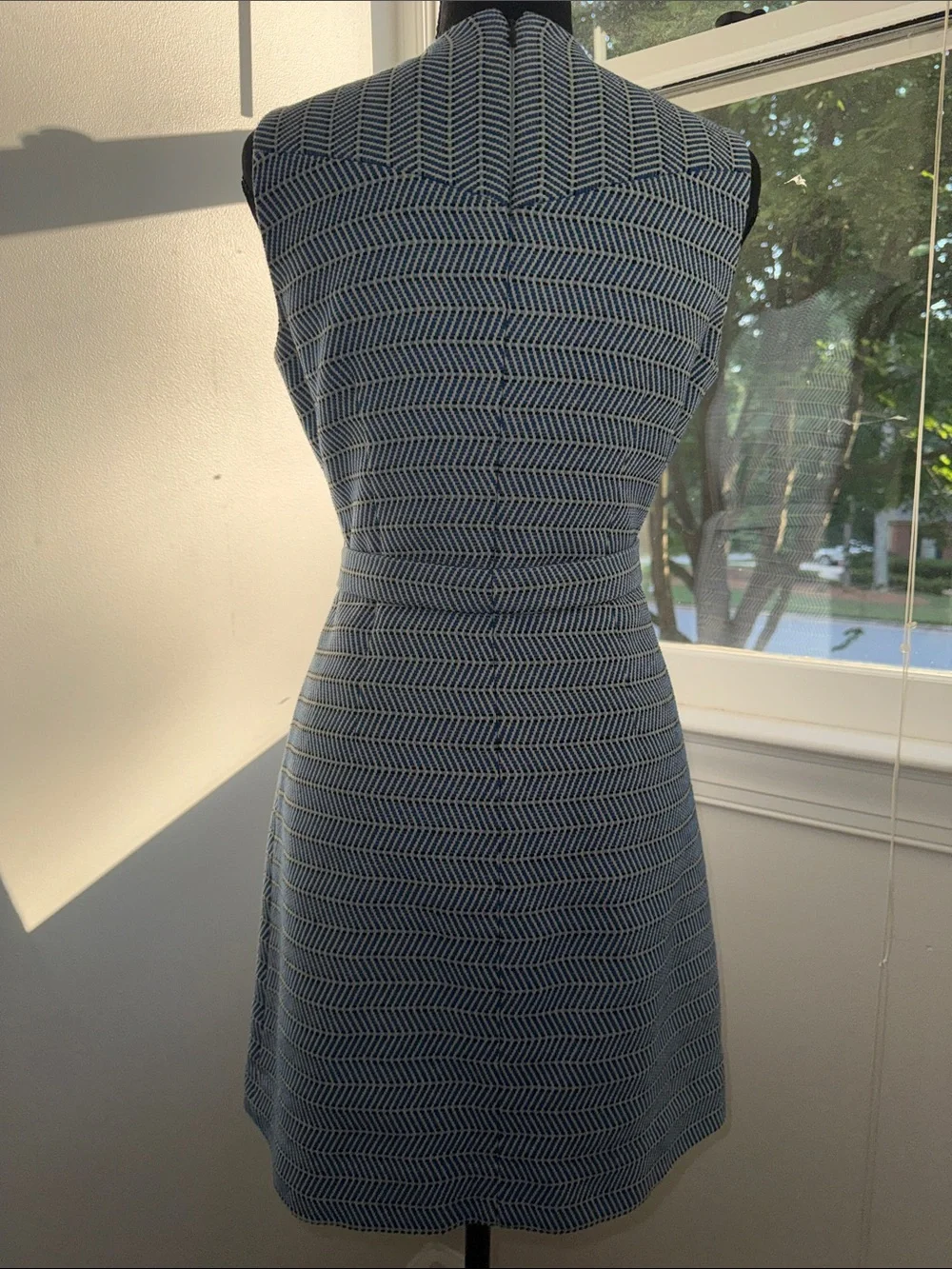 J. Crew Navy Chevron Sleeveless Shift Dress